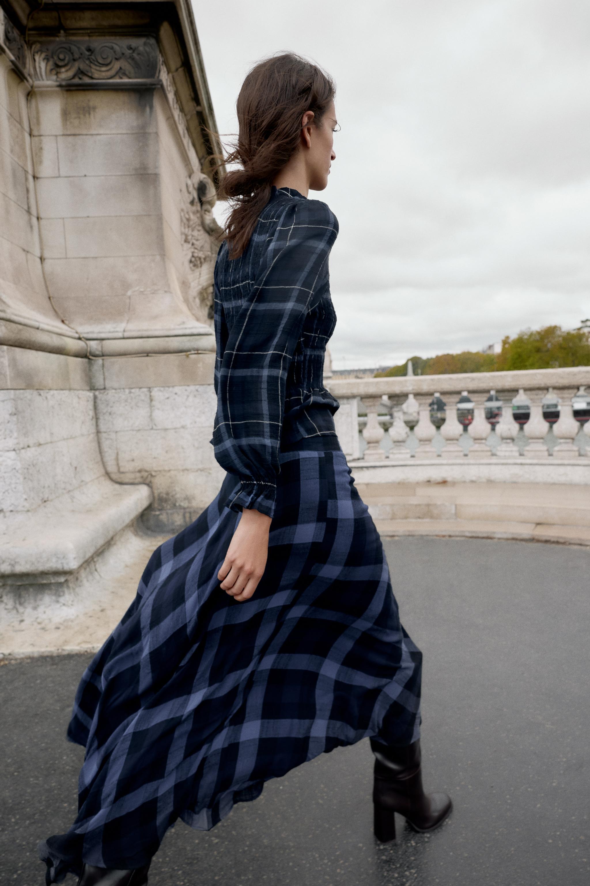 PLAID MIDI SKIRT
